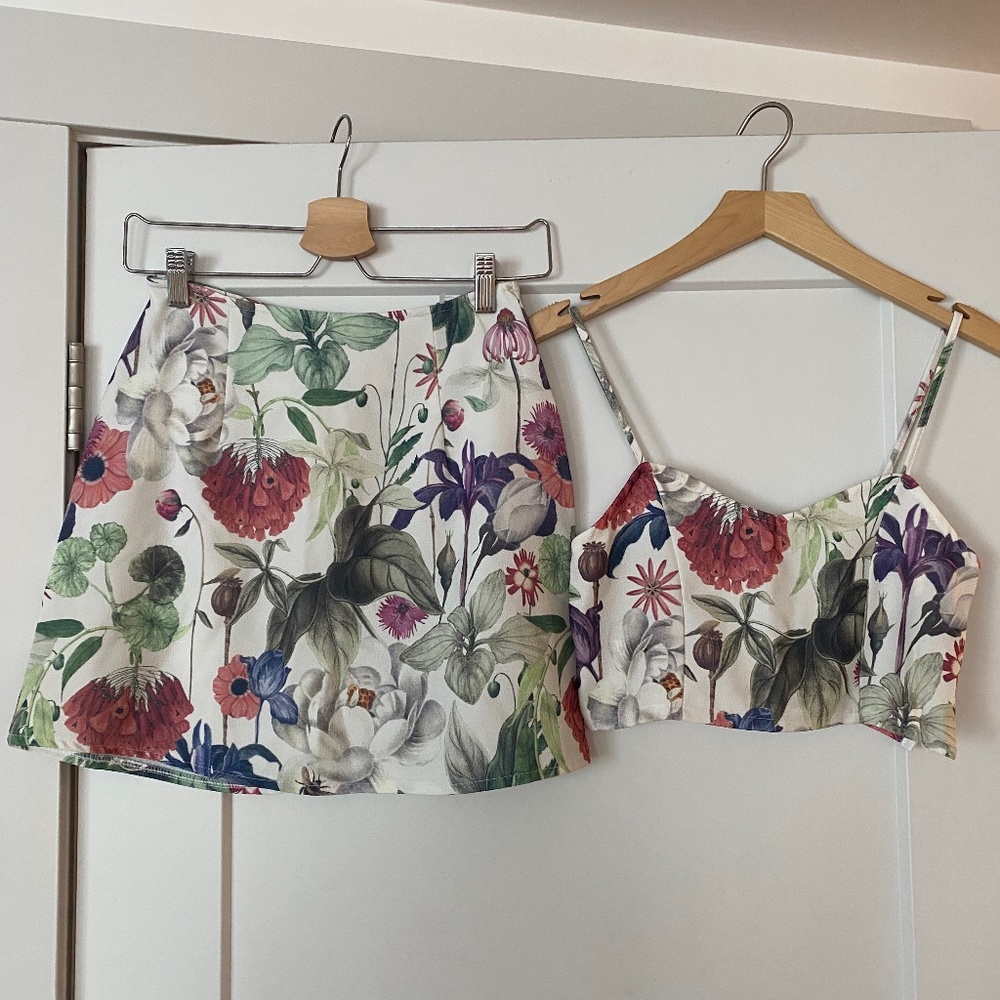 Floral Two Piece Skirt & Tank Set